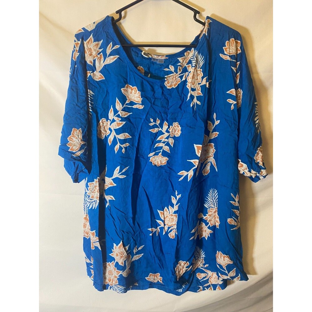 Roxy Womens Tunic top Shirt Blue floral Size Medium longer length Boho Hippie M